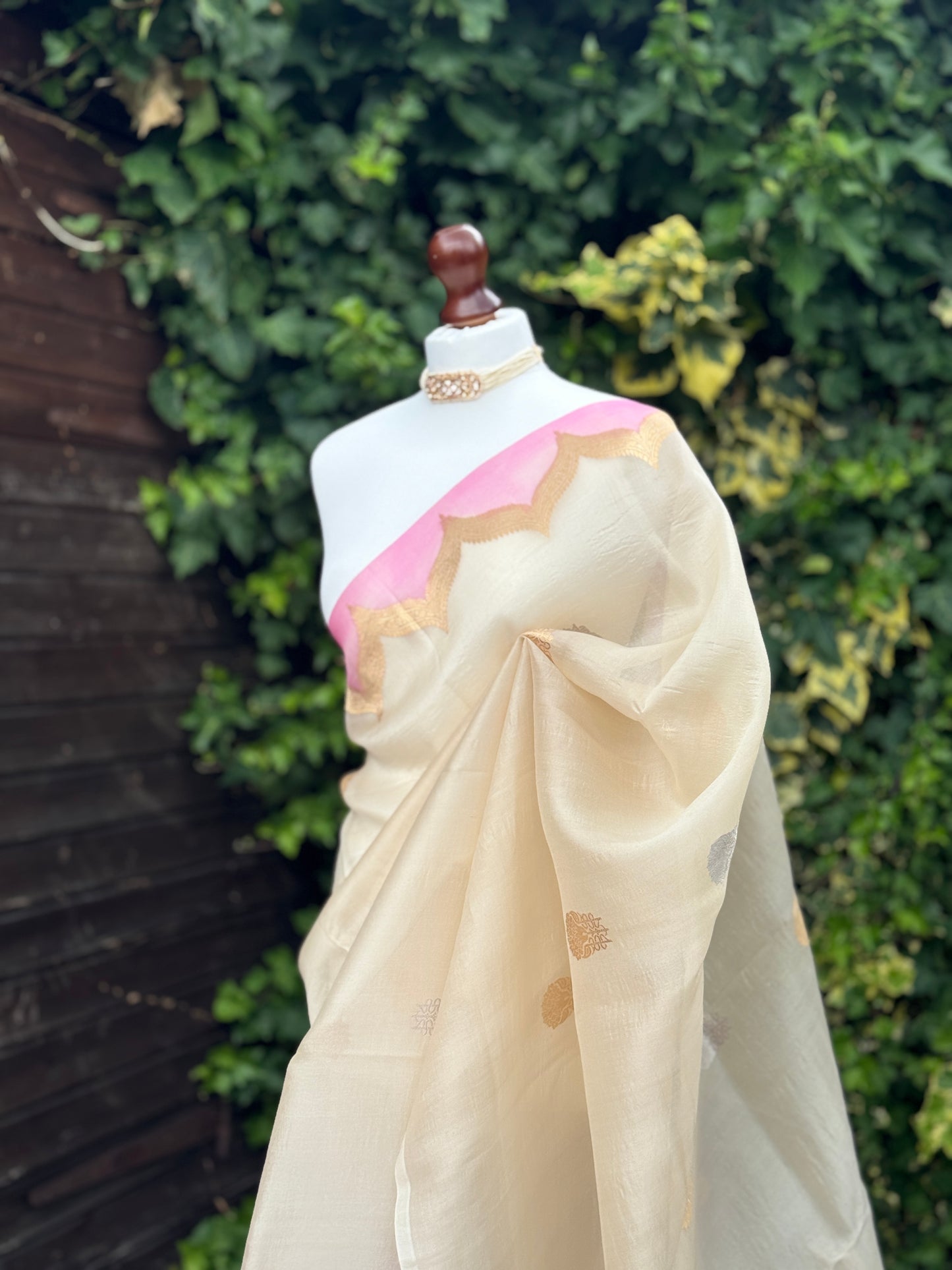 Cream Organza with Zari detail