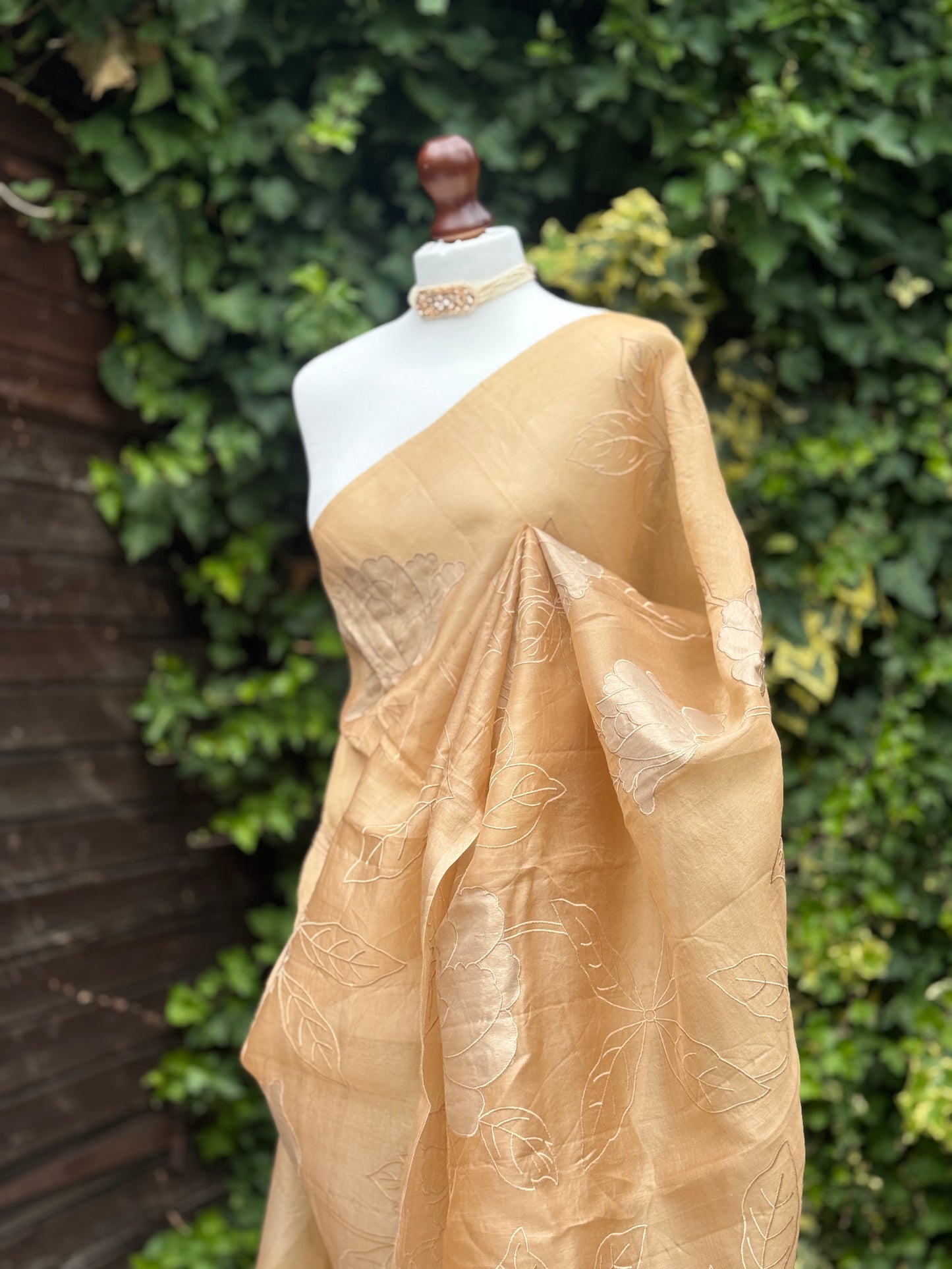 Gold Floral Organza Saree