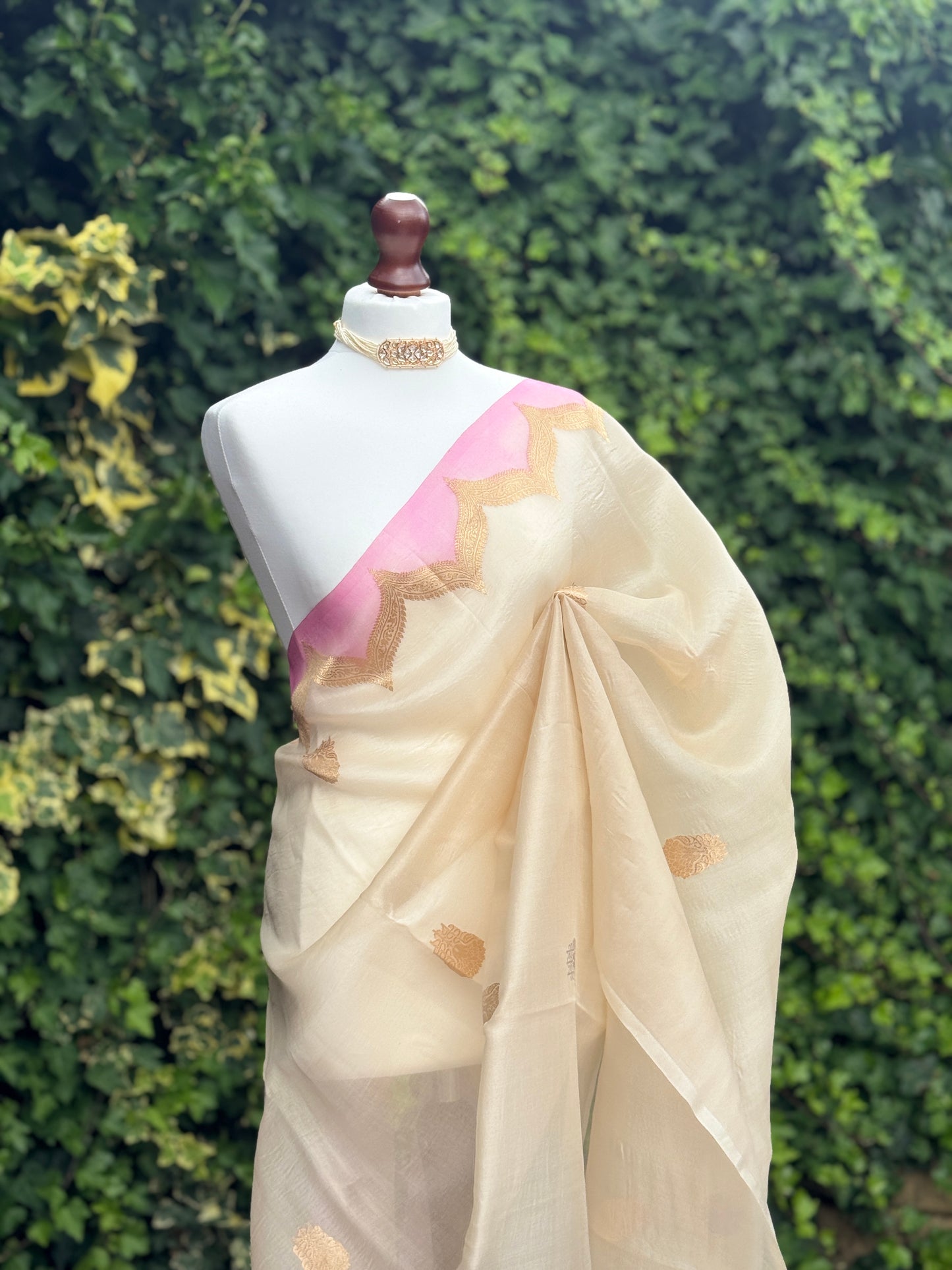 Cream Organza with Zari detail