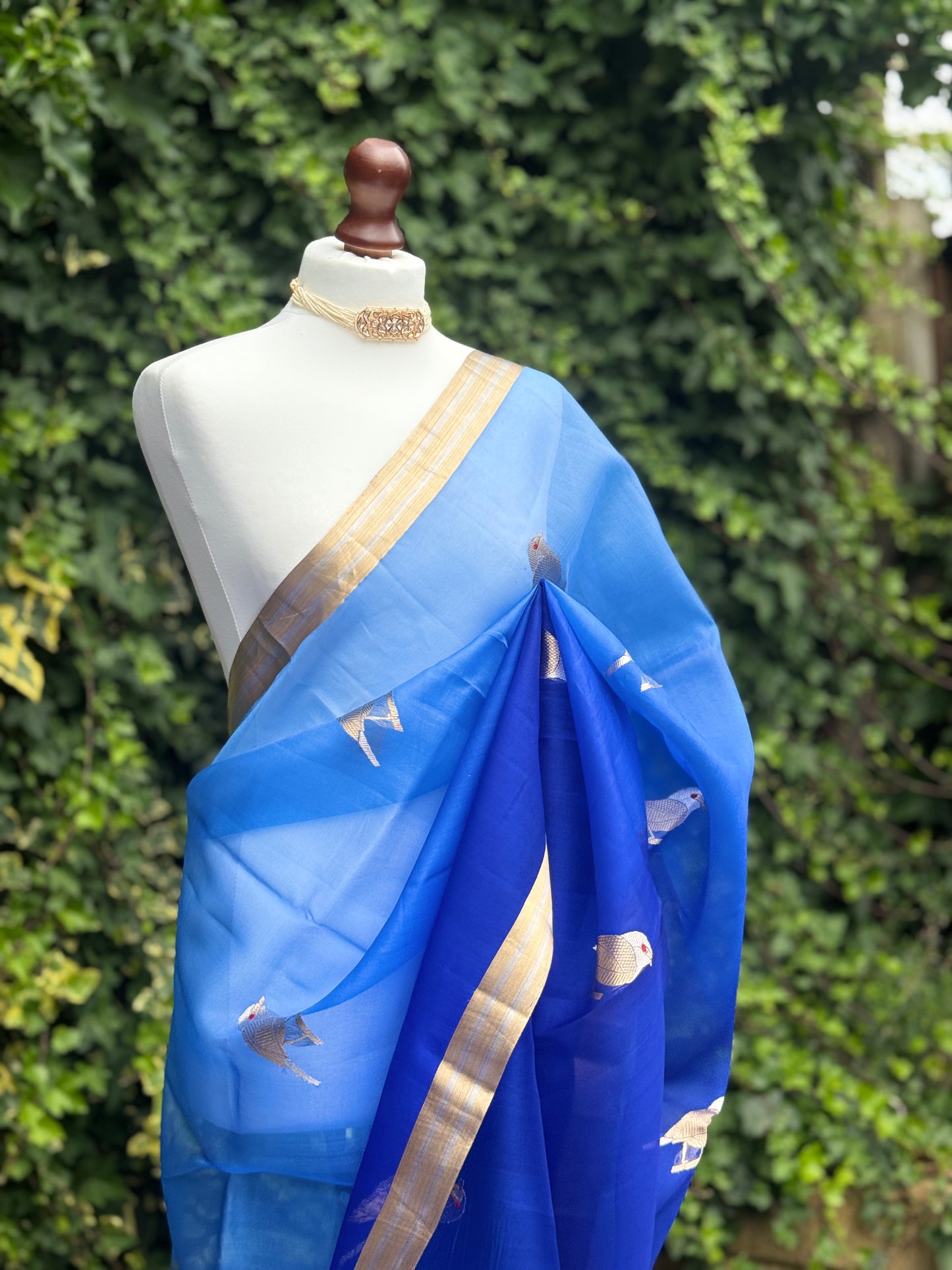 Blue Organza with Zari detail